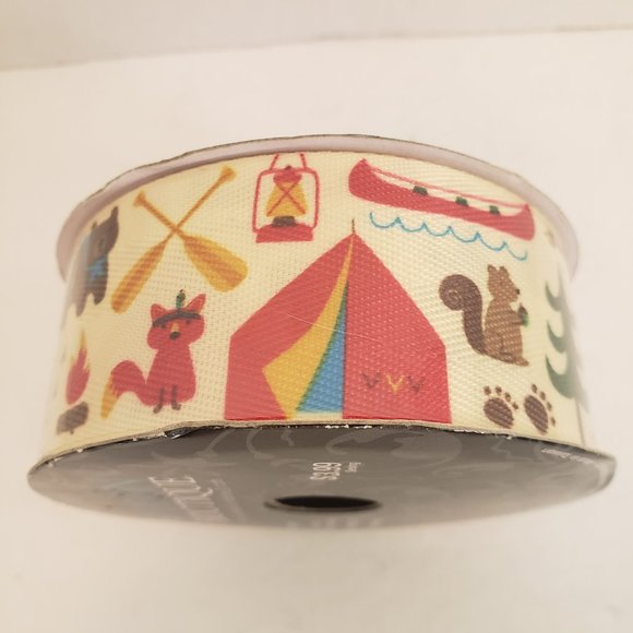 Vintage Fabric Christmas Ribbon Roll Woodland Animals New - Picture 3 of 5